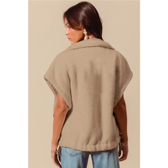 SO ME Over Sized Soft Sherpa Fur Sleeveless Vest Jacket - Picture 3 of 3